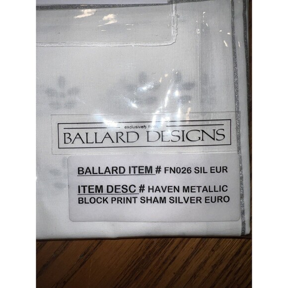 Ballard Designs Euro Pillow Sham Haven Metallic Block Print Set Of 2 NEW - Picture 3 of 5